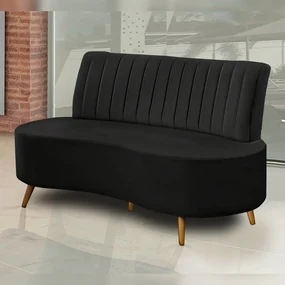 Sofá Decorativo 1,60M 2 Lugares Katara Veludo Preto G33 - Gran Belo