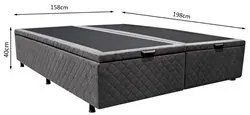 Base Box Baú para Cama Casal Queen 158x198cm Bipartido Liz S05 Suede B