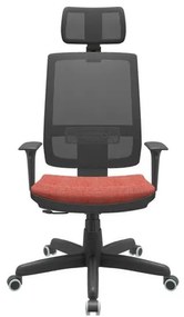 Cadeira Office Brizza Tela Preta Com Encosto Assento Concept Rose RelaxPlax Base Standard 126cm - 63617 Sun House