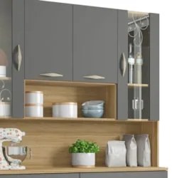 Armário de Cozinha Compacta 121cm Bruna Z06 Freijó/Gris - Mpozenato