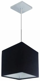Lustre Pendente Quadrado Md-4224 Cúpula em Tecido 16/16x16cm Preto - Bivolt