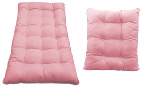 Kit Almofadas para Poltrona e Puff Costela Suede Rosa Bebê - ADJ Decor