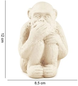 Enfeite Decorativo "Macaco Não Falo" em Cimento Bege 12x8,5 cm - D'Rossi