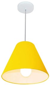 Lustre Pendente Cone Vivare Md-4028 Cúpula em Tecido 25/30x12cm - Bivolt - Amarelo - 110V/220V