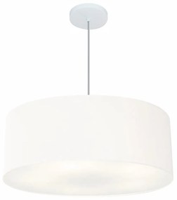 Lustre Pendente Cilíndrico Vivare Md-4079 Cúpula em Tecido 60x21cm - Bivolt - Branca - 110V/220V