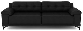 Sofá Living 4 lugares 252cm Agostino Pés Design em Ferro Couro Preto G52 - Gran Belo