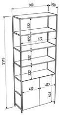 Estante Livreiro Steel Quadra 27805 2 Portas Vermont Base Preta - Arte