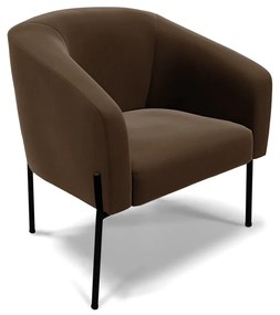 Poltrona Decorativa Pé de Ferro Preto Stella Suede Marrom D03 - D'Rossi
