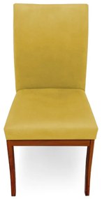 Cadeira Raquel para Sala de Jantar Base de Eucalipto Suede Amarelo