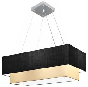 Lustre Pendente Retangular Preto e Bege MJ-4322 Para Mesa de Jantar e Estar