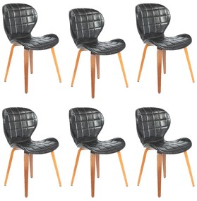 Kit 6 Cadeiras Decorativas de Escritório Recepção GranClass PU SintéticoPreto G56 - Gran Belo
