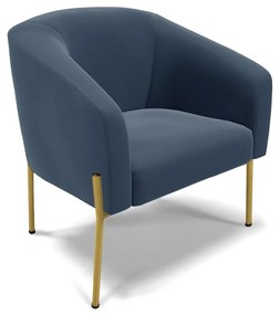 Poltrona Pé de Ferro Dourado Sala de Estar Stella Suede Azul Marinho D03 - D'Rossi