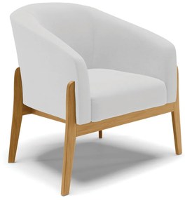 Poltrona Decorativa Base de Madeira Stella Linho D03 - D'Rossi - A05 Cinza
