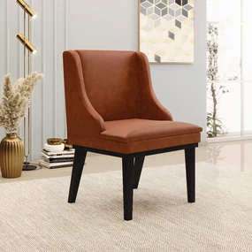 Cadeira Decorativa Sala de Jantar Base Fixa de Madeira Firenze PU Nozes/Preto G19 - Gran Belo