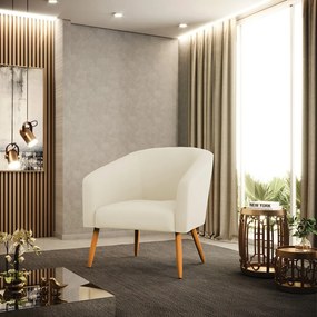 Poltrona Decorativa Pé Palito Castanho Stella Cotelê Int/Veludo Off White D03 - D'Rossi