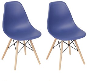Conjunto 2 Cadeiras Eiffel Base Madeira – Azul