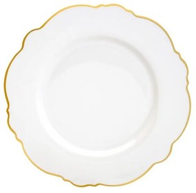 Prato Sobremesa Porcelana Maldivas Branco Fio Dourado 21cm 18054 Wolff