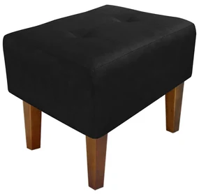 Puff Livia Suede Preto Pés Chanfrado Castanho - D'Rossi