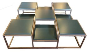 Mesa de centro Luminus Alta - verde oliva com detalhes dourado soleil