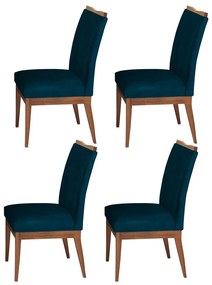 Conjunto 4 Cadeira Decorativa Leticia Veludo Azul Marinho