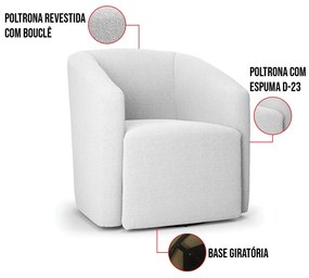 Poltrona Decorativa Orgânica Kit 2 Stella Max Bouclê Off White D03 - D'Rossi