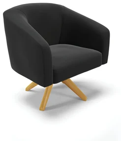 Poltrona Decorativa Giratória MA30 Stella Suede D03 - D'Rossi - Preto