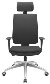 Cadeira Office Brizza Soft Aero Preto RelaxPlax Com Encosto Cabeca Base Aluminio 126cm - 63503 Sun House