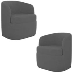 Kit 2 Poltronas Giratória Decorativa para Sala Dandara Z08 Linho Cinza