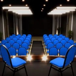 Cadeira Hoteleira Auditório Empilhável Sintético Z33 Azul - Mpozenato
