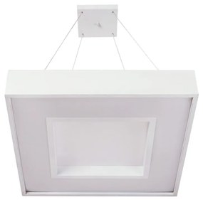 Pendente Meg 48X48Cm Led 36,8W Bivolt / Base Fechada | Usina 19031/48 (BT - Branco Texturizado, 3000k)