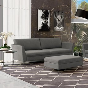Sofá Decorativo Sala de Estar 230cm Olívia Suede Grafite G52 - Gran Belo