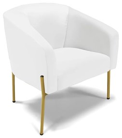Poltrona Decorativa Pé de Ferro Dourado Stella Sintético Branco D03 - D'Rossi