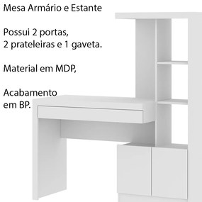 Mesa Conjunto para Escritório Home Office ME4143 MDP Branco G69 - Gran Belo