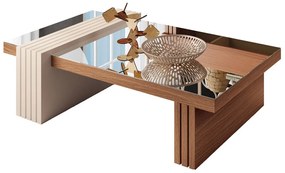 Mesa de Centro para Sala de Estar com Espelho Riad Nature/Off White G26 - Gran Belo