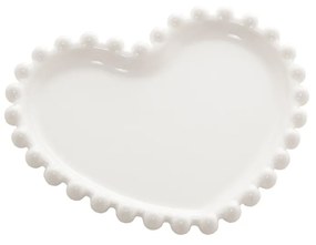 Prato Coração Beads Branco 12Cm - Bon Gourmet