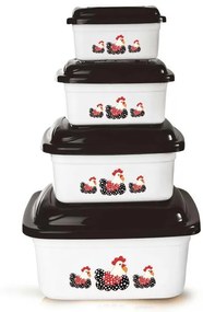 Kit Potes Quadrados Galinhas 4 Peças