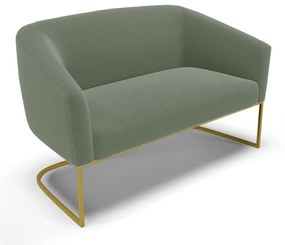 Sofá 2 Lugares Namoradeira Industrial Dourado Stella Bouclê D03 - D'Rossi - Verde Pistache