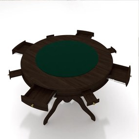 Conjunto Mesa de Jogos Carteado Bellagio Tampo Reversível Verde e 6 Cadeiras Madeira Poker Base Estrela Linho Cinza/Capuccino G42 - Gran Belo