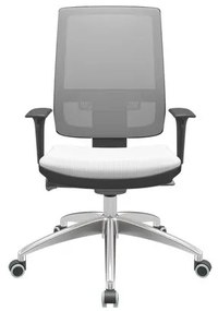 Cadeira Office Brizza Tela Cinza Assento Aero Branco Autocompensador Base Aluminio 120cm - 63784 Sun House