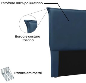 Cabeceira Cama Box Solteiro 90 cm Garden Veludo S04 - D'Rossi - Azul Marinho