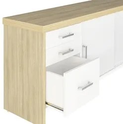 Conjunto Escritório Home Office 3 Peças Corp A06 Carvalho/Branco - Mpo