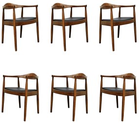 Kit 6 Cadeiras Decorativas Sala de Jantar Columbia PU Madeira Rústica Imbuia G56 - Gran Belo