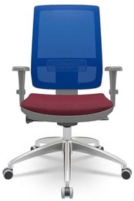 Cadeira Brizza Diretor Grafite Tela Azul com Assento Poliester Vinho Base Autocompensador Aluminio - 65821 Sun House