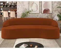 Sofá 3 Lugares para Sala de Estar Living 180cm Theo D06 Veludo Laranja