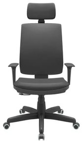 Cadeira Office Brizza Soft Vinil Preto RelaxPlax Com Encosto Cabeca Base Aluminio 126cm - 63502 Sun House