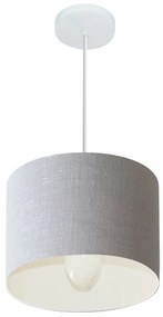 Lustre Pendente Cilíndrico Md-4113 Cúpula em Tecido 30x25cm Rustico Cinza - Bivolt