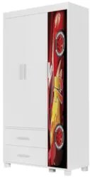 Guarda Roupa Infantil 89cm Com 3 Portas Carro Vermelho Z53  - Mpozenat