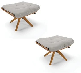 Puff Giratório Costela kit 2 Veludo Base de Madeira MA30 M11 - D'Rossi - Cinza