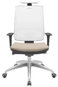 Cadeira Office Brizza Tela Branca Com Encosto Assento Poliéster Fendi Autocompensador 126cm - 63273 Sun House