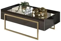 Mesa de Centro Espelhada para Sala de Estar Suri Preto Gloss - DJ Móve